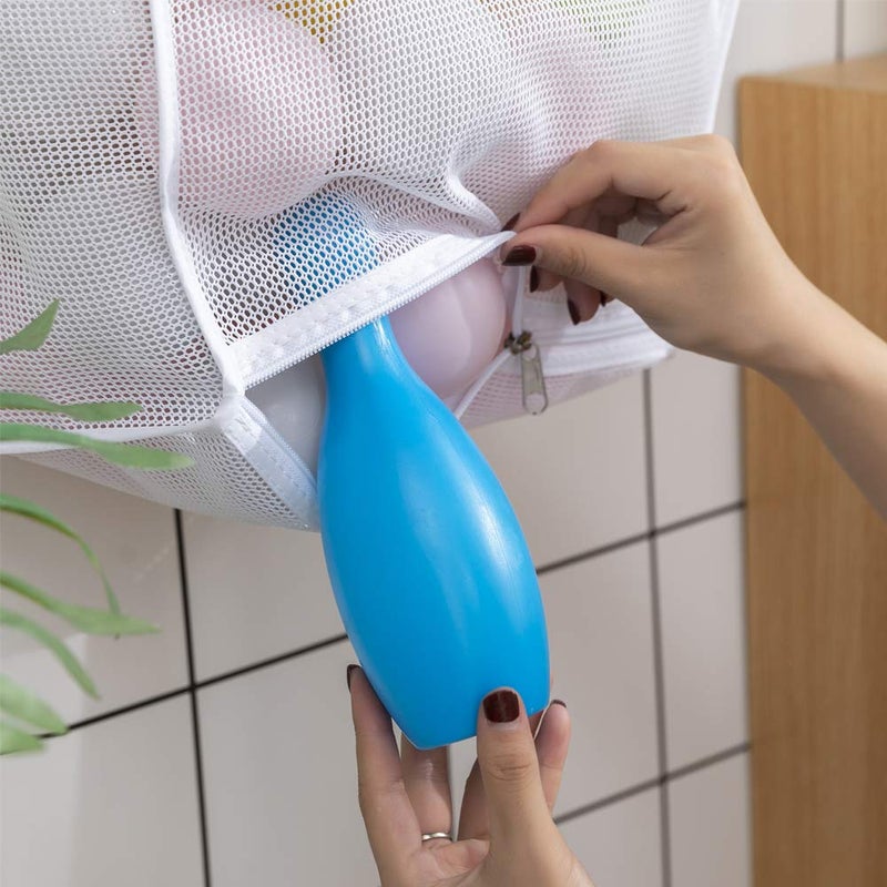 ALYER Hanging Mesh Bath Toy Organizer Bag,Large Shower Storage Caddy with Durable Hanger (White) - Image 5